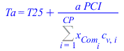 Ta = `+`(T25, `/`(`*`(a, `*`(PCI)), `*`(Sum(`*`(x[Com[i]], `*`(c[v, i])), i = 1 .. CP))))