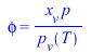 phi = `/`(`*`(x[v], `*`(p)), `*`(p[v](T)))