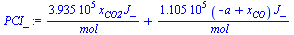 `+`(`/`(`*`(0.3935e6, `*`(x[CO2], `*`(J_))), `*`(mol_)), `/`(`*`(0.1105e6, `*`(`+`(`-`(a), x[CO]), `*`(J_))), `*`(mol_)))