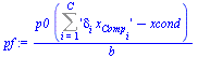 `/`(`*`(p0, `*`(`+`(Sum('`*`(delta[i], `*`(x[Comp[i]]))', i = 1 .. C), `-`(xcond)))), `*`(b))