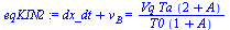 `+`(dx_dt, v[B]) = `/`(`*`(Vq, `*`(Ta, `*`(`+`(2, A)))), `*`(T0, `*`(`+`(1, A))))