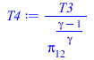 Typesetting:-mprintslash([T4 := `/`(`*`(T3), `*`(`^`(pi[12], `/`(`*`(`+`(gamma, `-`(1))), `*`(gamma)))))], [`/`(`*`(T3), `*`(`^`(pi[12], `/`(`*`(`+`(gamma, `-`(1))), `*`(gamma)))))])