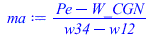 Typesetting:-mprintslash([ma := `/`(`*`(`+`(Pe, `-`(W_CGN))), `*`(`+`(w34, `-`(w12))))], [`/`(`*`(`+`(Pe, `-`(W_CGN))), `*`(`+`(w34, `-`(w12))))])