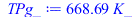 Typesetting:-mprintslash([TPg_ := `+`(`*`(668.6887076, `*`(K_)))], [`+`(`*`(668.6887076, `*`(K_)))])