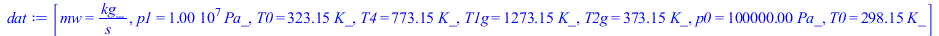 Typesetting:-mprintslash([dat := [mw = `/`(`*`(kg_), `*`(s_)), p1 = `+`(`*`(0.10e8, `*`(Pa_))), T0 = `+`(`*`(323.15, `*`(K_))), T4 = `+`(`*`(773.15, `*`(K_))), T1g = `+`(`*`(1273.15, `*`(K_))), T2g = ...