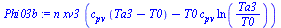 `:=`(Phi03b, `*`(n, `*`(xv3, `*`(`+`(`*`(c[pv], `*`(`+`(Ta3, `-`(T0)))), `-`(`*`(T0, `*`(c[pv], `*`(ln(`/`(`*`(Ta3), `*`(T0))))))))))))