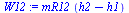 `:=`(W12, `*`(mR12, `*`(`+`(h2, `-`(h1)))))