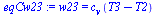 w23 = `*`(c[v], `*`(`+`(T3, `-`(T2))))