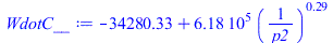`+`(`-`(34280.32500), `*`(617825.1051, `*`(`^`(`/`(1, `*`(p2)), .2855474651))))