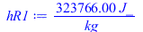 Typesetting:-mprintslash([hR1 := `+`(`/`(`*`(323766.00, `*`(J_)), `*`(kg_)))], [`+`(`/`(`*`(323766.00, `*`(J_)), `*`(kg_)))])