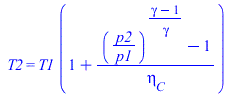 T2 = `*`(T1, `*`(`+`(1, `/`(`*`(`+`(`^`(`/`(`*`(p2), `*`(p1)), `/`(`*`(`+`(gamma, `-`(1))), `*`(gamma))), `-`(1))), `*`(eta[C])))))